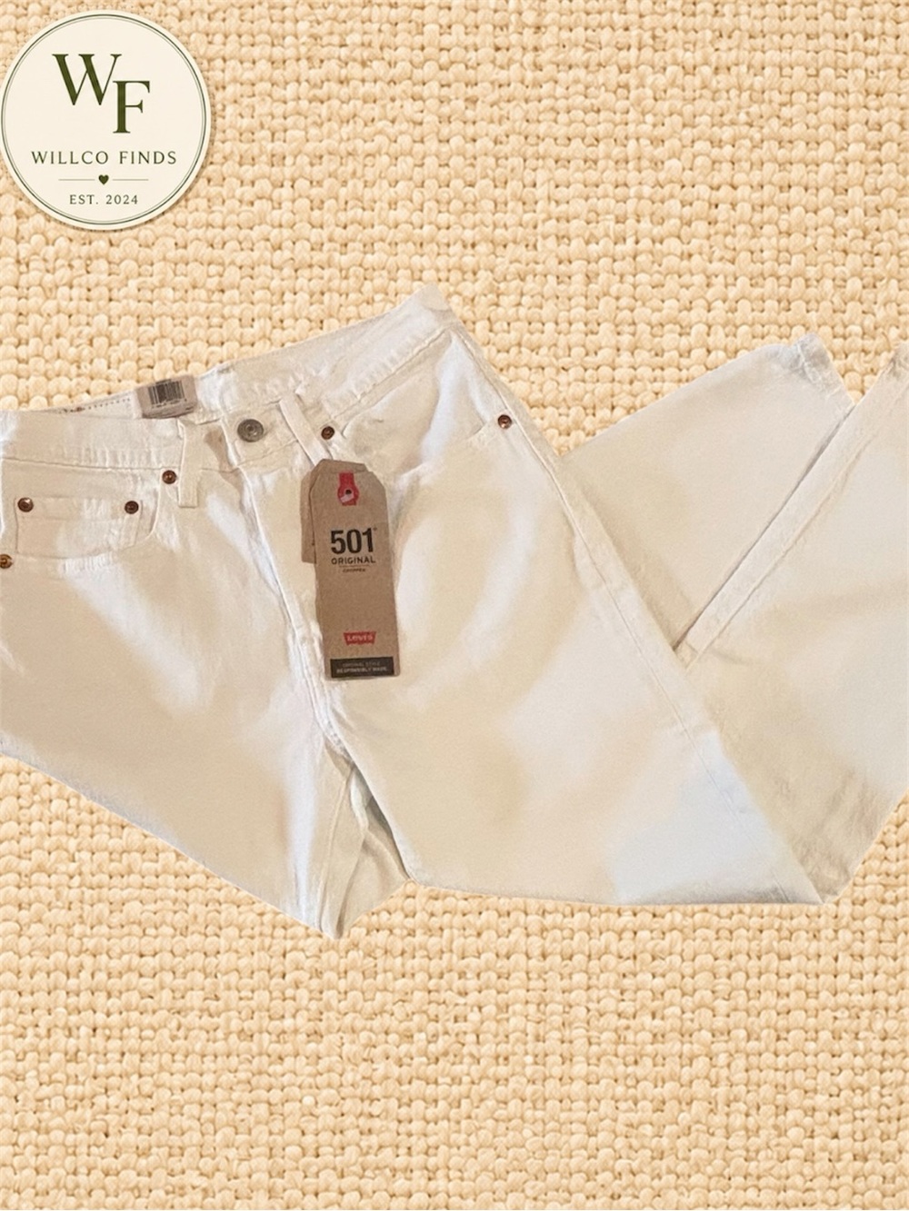 Levi’s 501 Original Cropped Jeans Women’s 26x26 White High Rise NWT